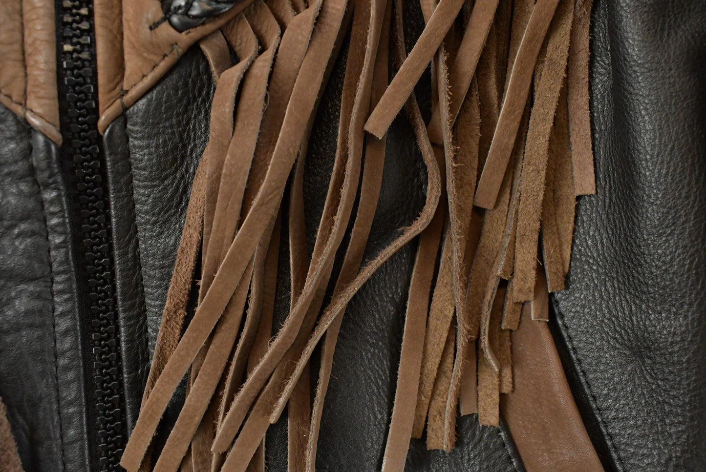 Vintage 1980s Leather Western Fringe Jacket Women's Small
