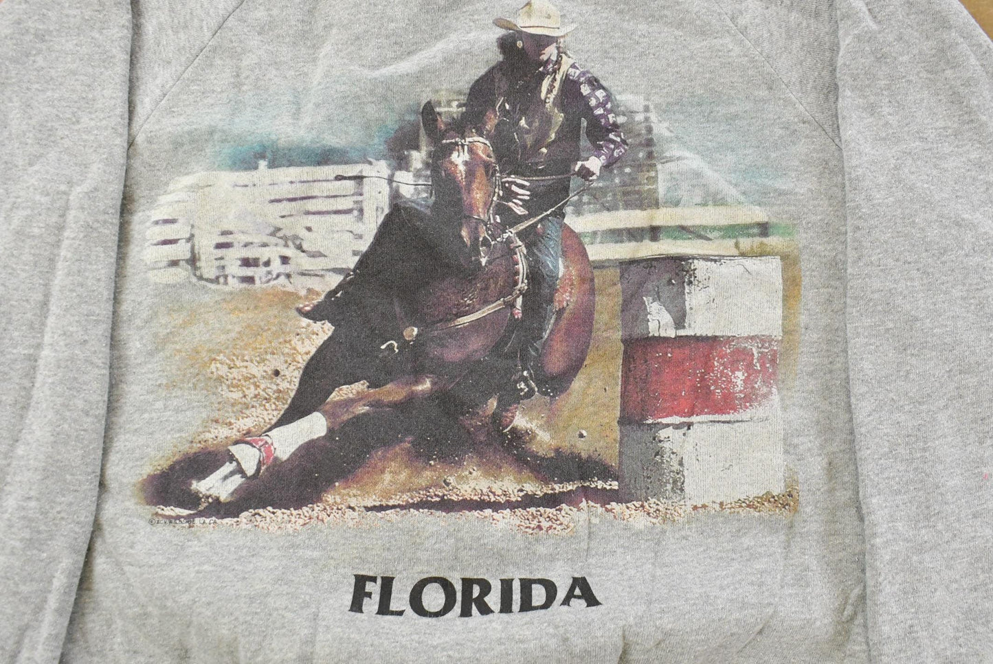 Vintage 1990s Florida Cowboy Rodeo Graphic Crewneck Sweatshirt Men's Medium