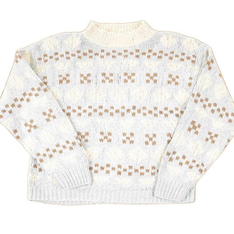 Vintage 1990s Jantzen Petit Hand Knit Silk Blend Abstract Pattern Crewneck Sweater Women's M Boxy