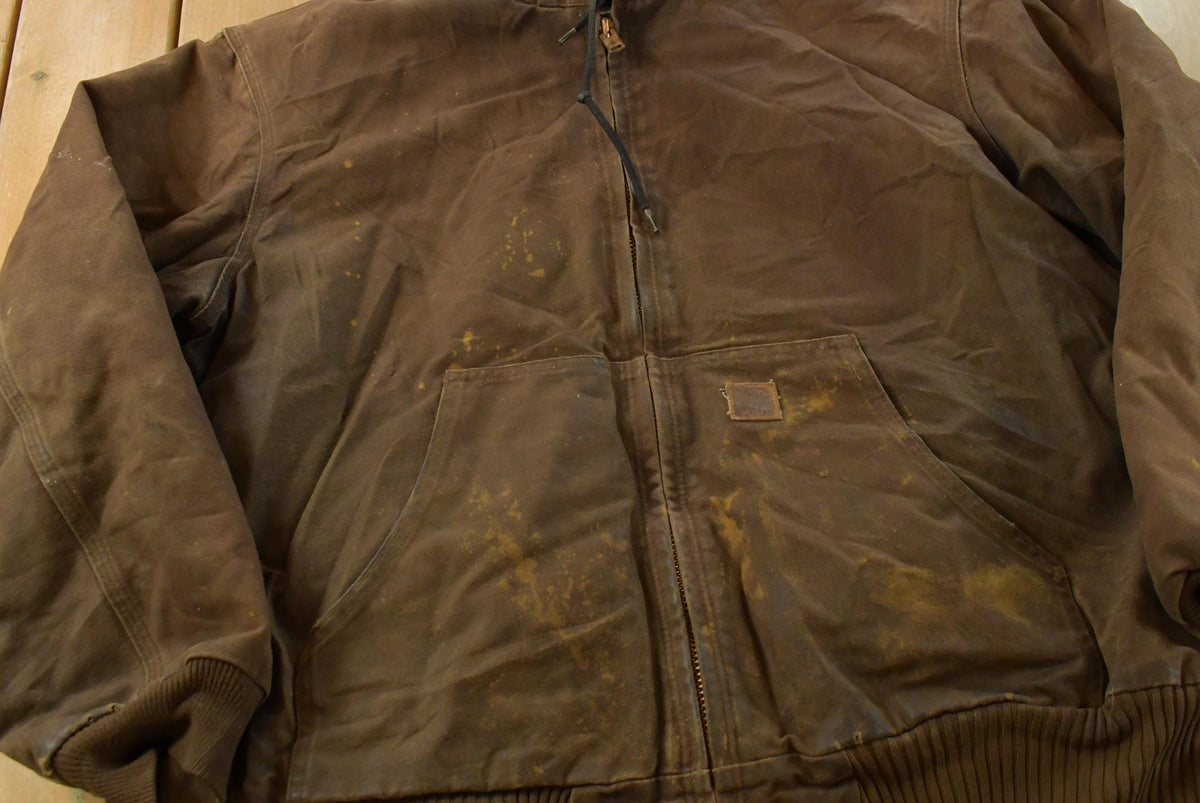 Vintage Y2K Distressed Carhartt Hooded Work Jacket Men's 2XL