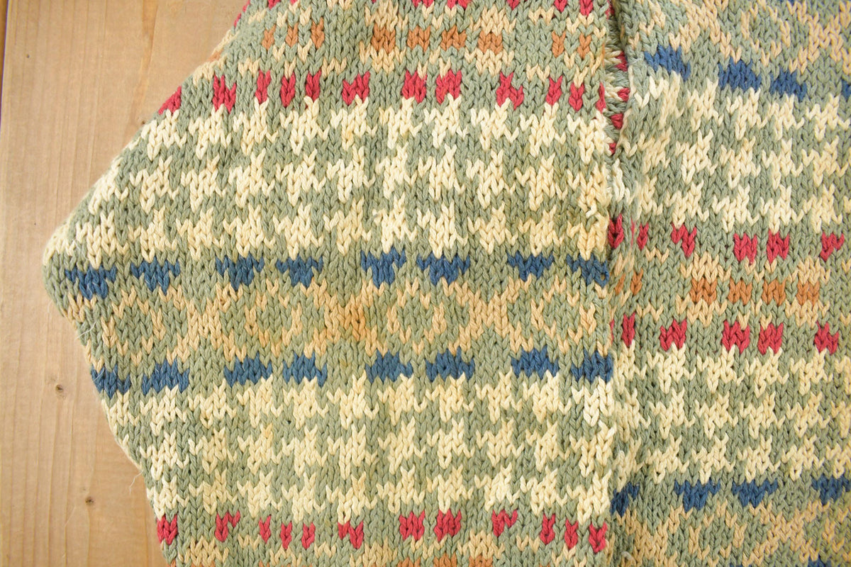 Vintage 1990s Tricots St. Raphael Geometric Knit Crewneck Sweater Men's L