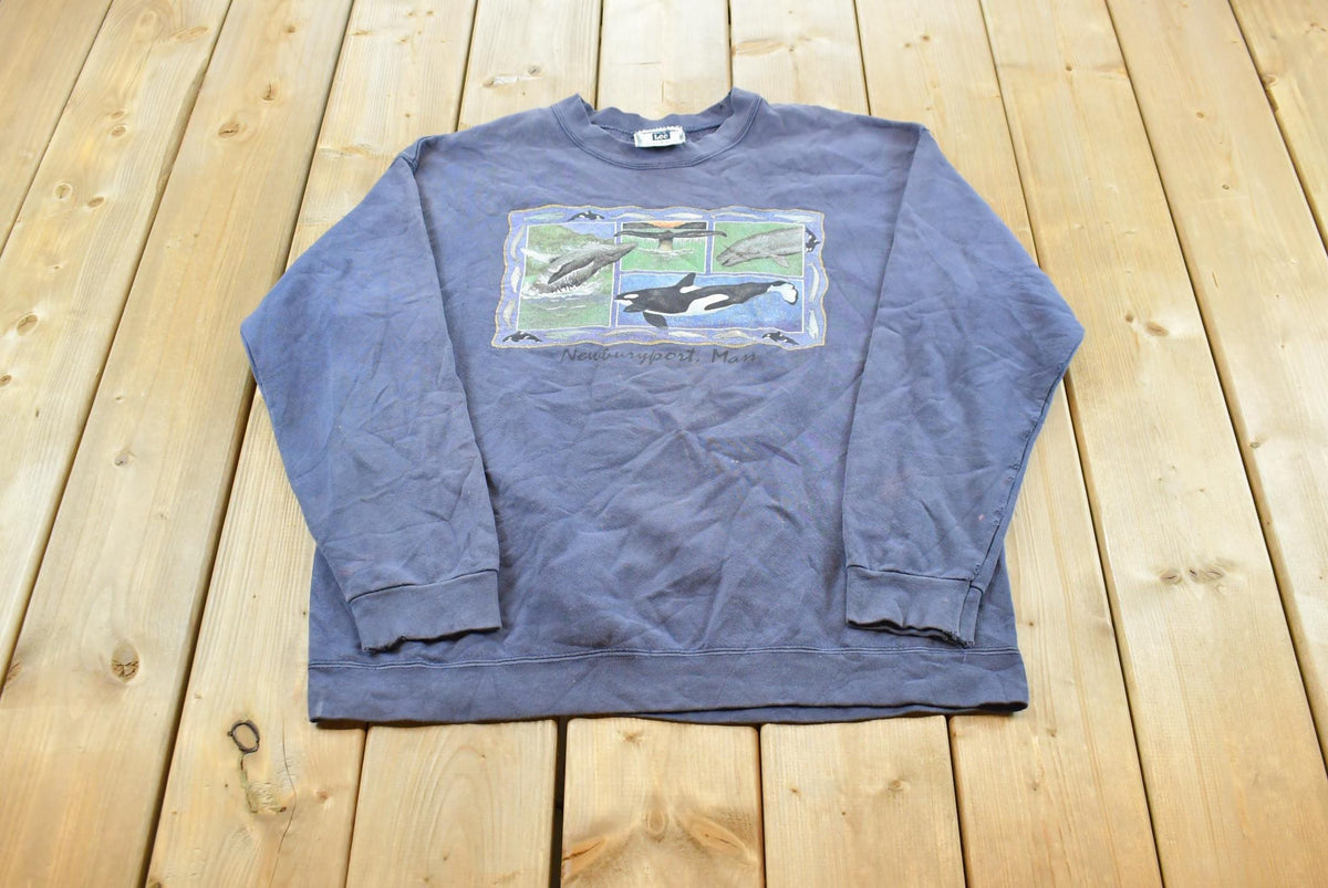 Vintage 1990s Newburyport Massachusetts Whales Crewneck Sweatshirt Men's M / Souvenir / Streetwear / Travel And Vacation / 90s Made in USA