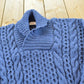 Vintage 1980s Hand Made Wool Cable Knit Shawl Collar Sweater Women's L