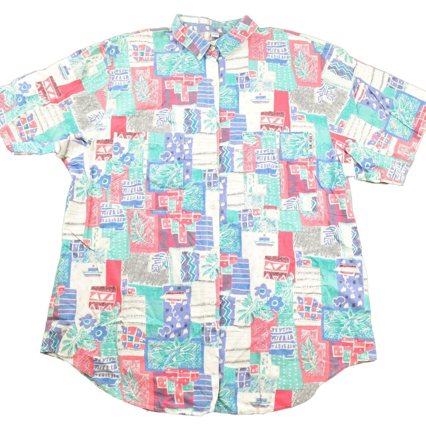 Vintage 1990s Cherokee Floral Patchwork Button Up Shirt Men's XL