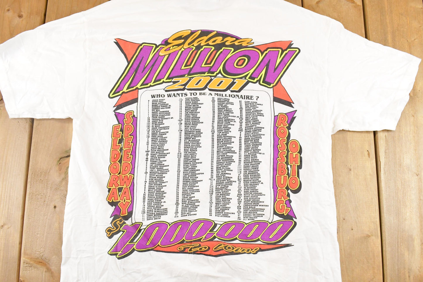 Vintage 2001 Eldora Speedway Million Souvenir Racing T-Shirt Men's L