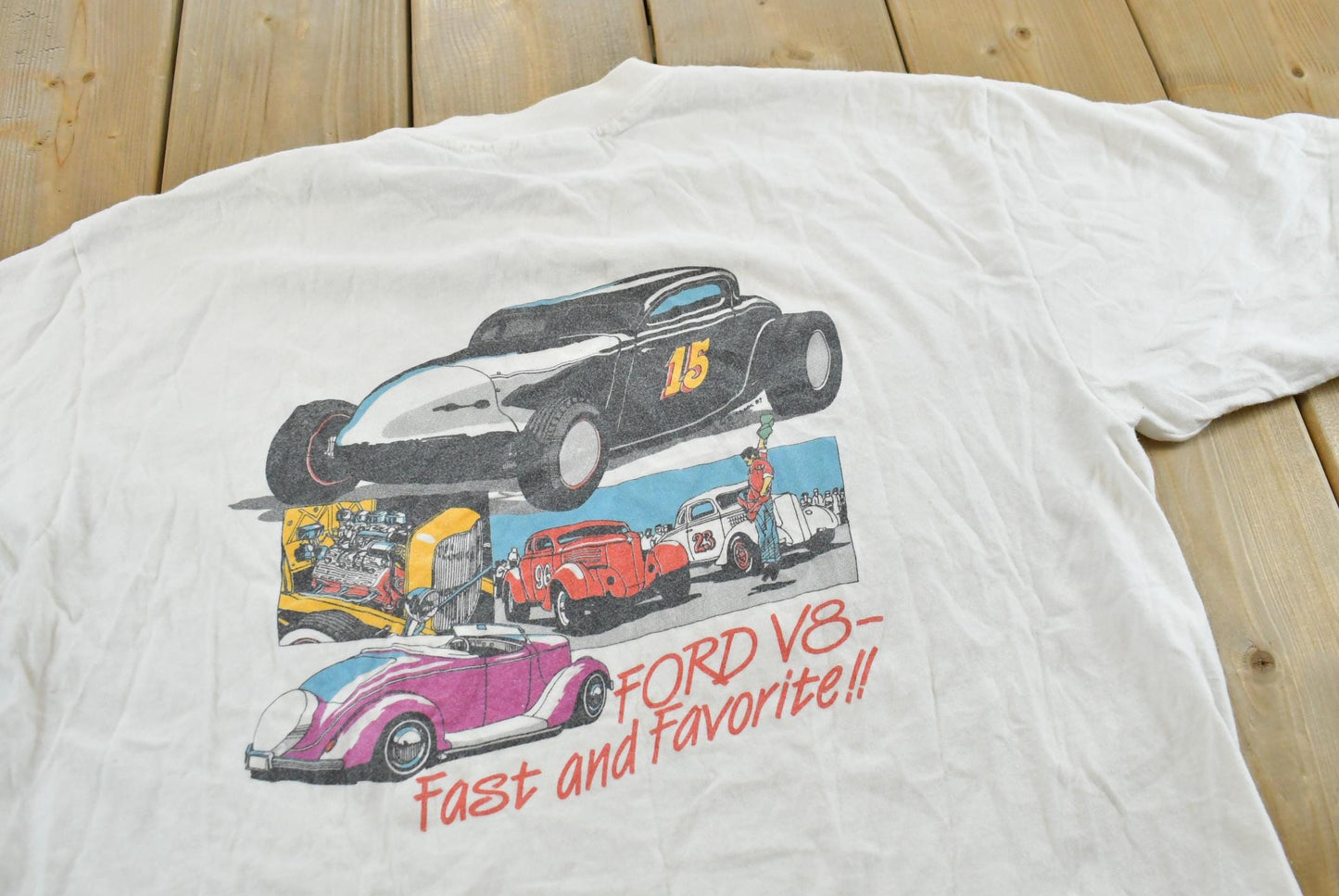 Vintage 1990s Ford V8 Street Rod Antique Car T-Shirt Men's L