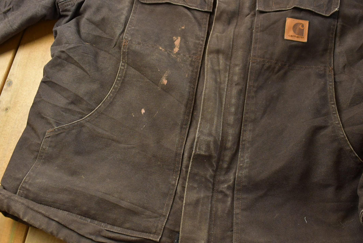Vintage 1990s Carhartt Arctic Quilt Jacket – Distressed Tan Workwear Coat Men's XL
