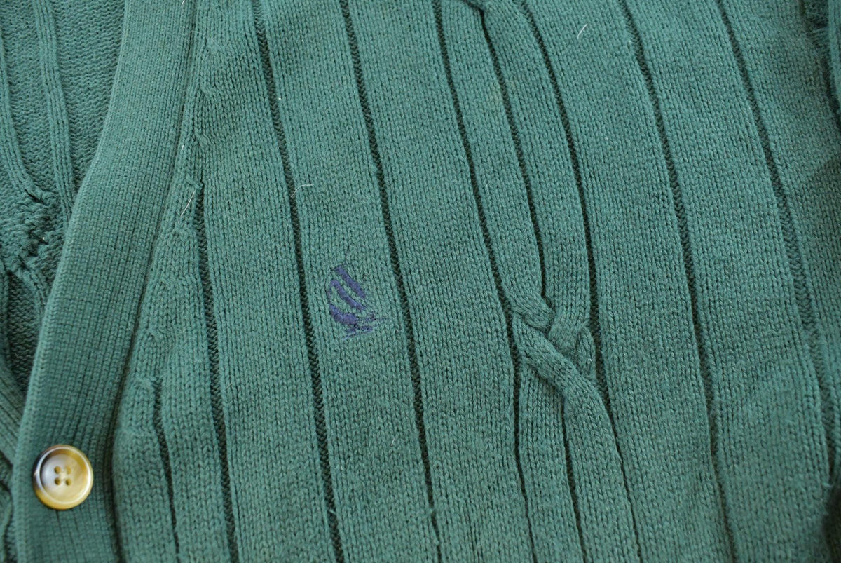 Vintage 1990s Nautica Cable Knit Cotton Cardigan Sweater Men's L