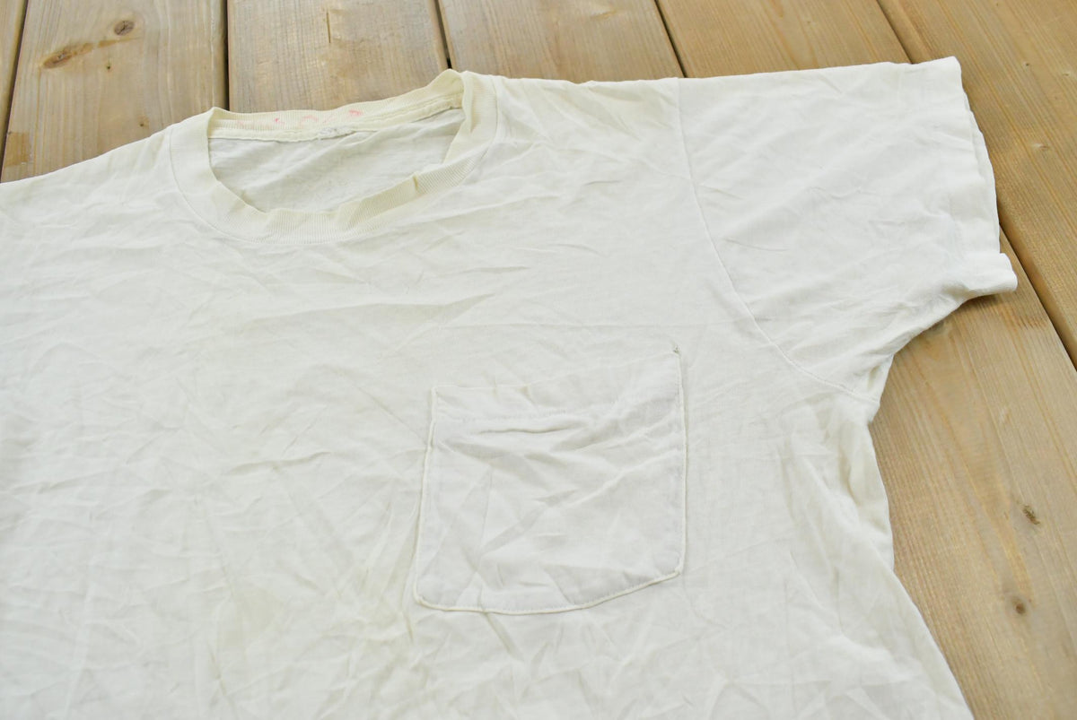 Vintage 1980s Blank White Pocket T-Shirt Men's M