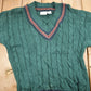 Vintage 1990s New River Knitted V-Neck Colligate Sweater Men's Medium