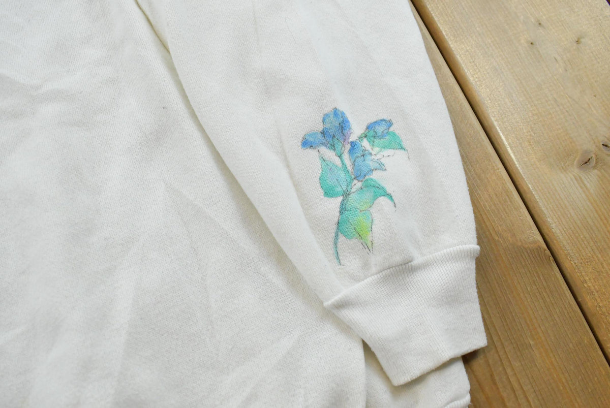 Vintage 1980s Floral Graphic Raglan Crewneck Sweatshirt Men's L