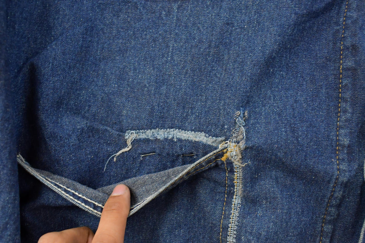 Vintage 1980s Roebucks Blanket Lined Denim Chore Jacket Men's 2XL