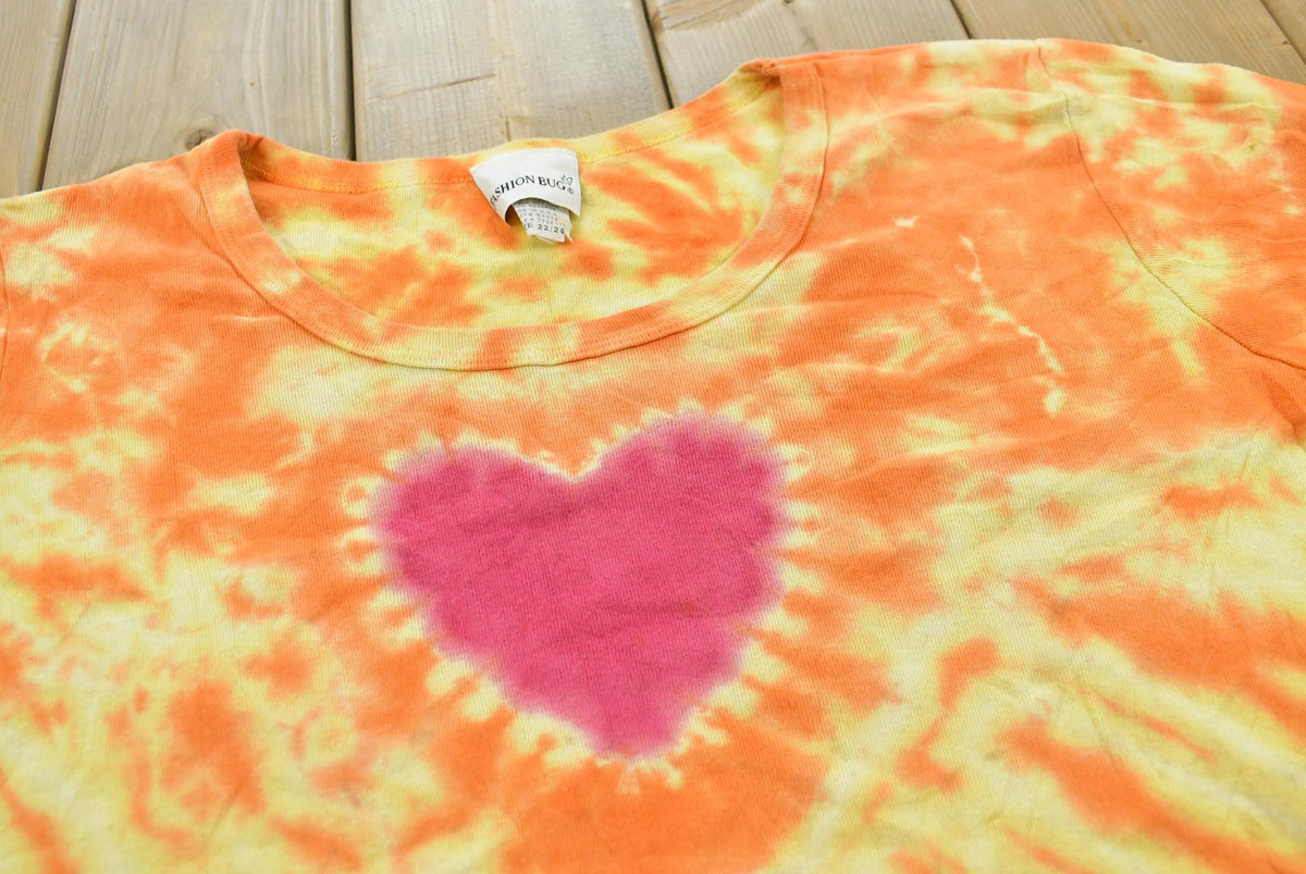 Vintage 1990s Fashion Bug Tie Dye Heart T-Shirt Women's 2XL