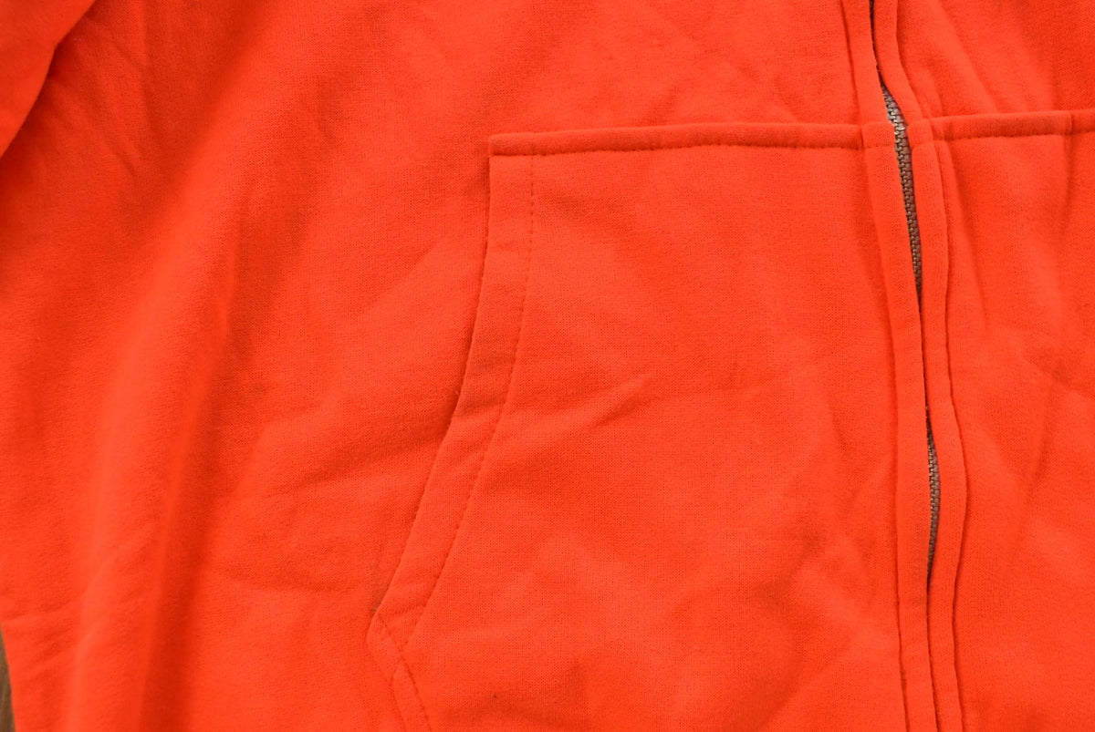 Vintage 1990s Chill Buster Camber II High Visibility Orange Thermal Lined Zip Up Hoodie Sweatshirt Men's L