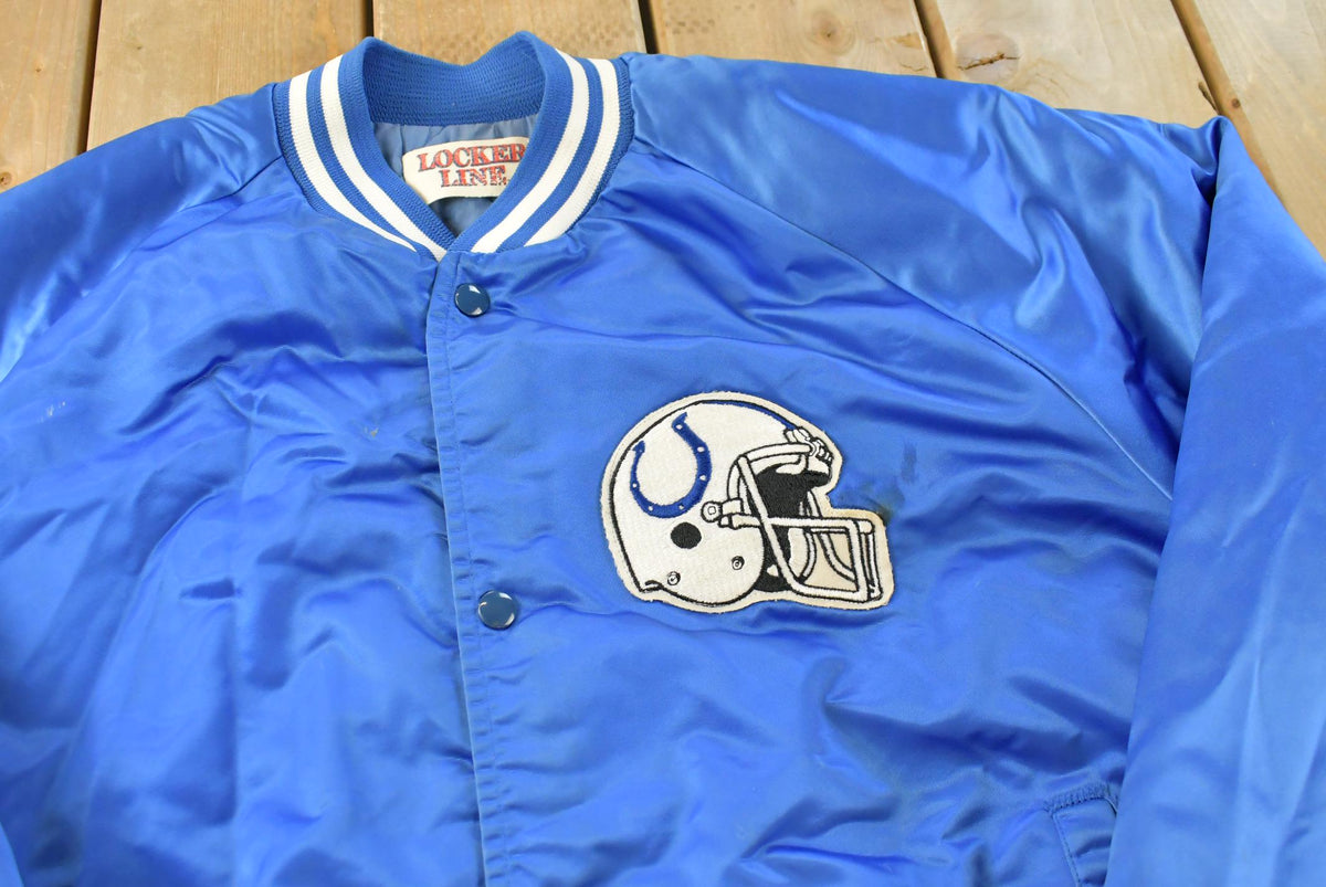 Vintage 1980s Indianapolis Colts NFL Locker Line Satin Bomber Jacket Men's XL