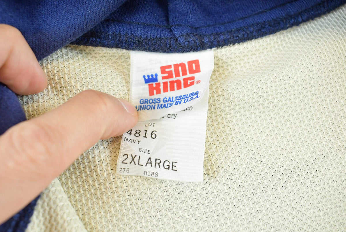 Vintage 1990s Sno King Blue Thermal Lined Full Zip Up Hoodie Sweatshirt Men's XL