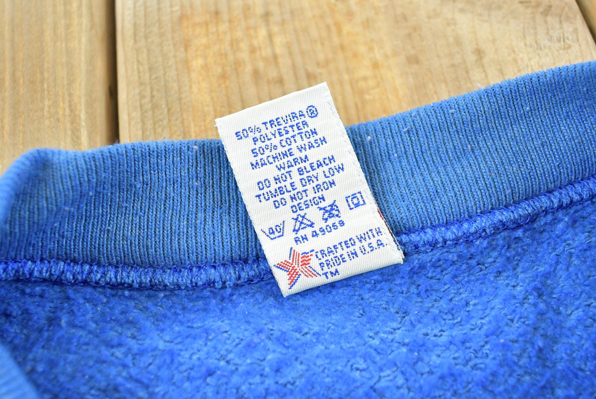 Vintage 1990s Blank Blue Crewneck Sweatshirt Men's L