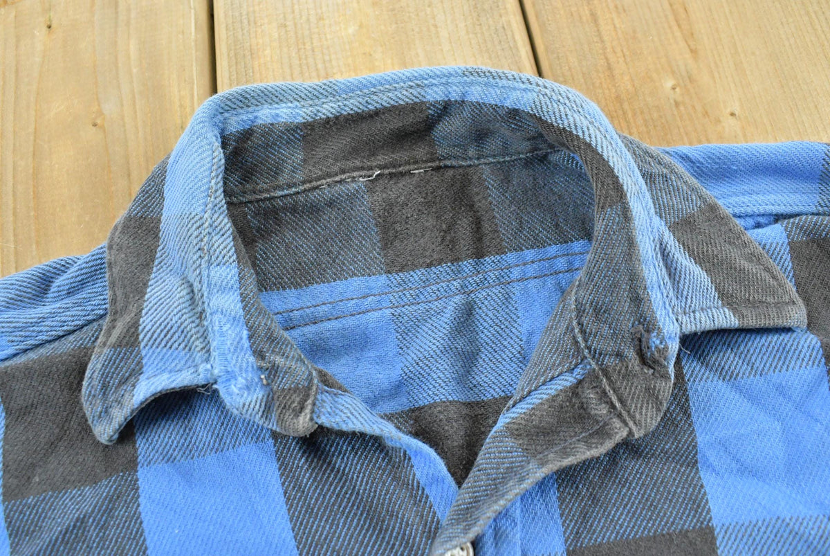 Vintage 1990s Blue Buffalo Check Plaid Flannel Button Up Shirt Men's M