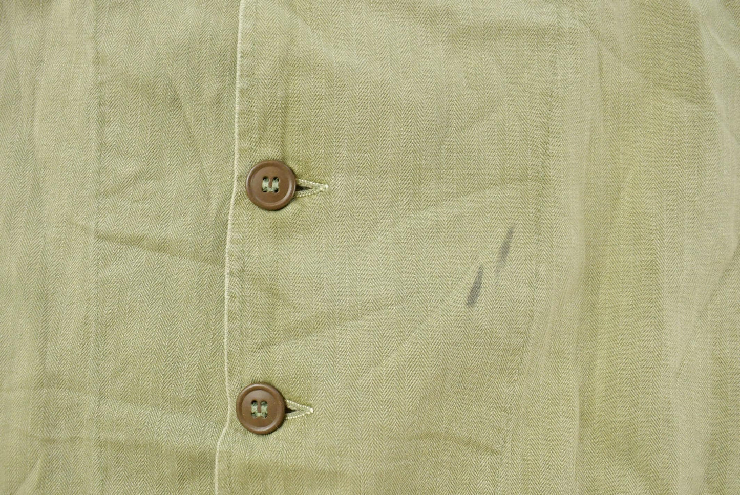 Vintage 1940s Military HBT Olive Drab Button Up Shirt Men's Medium
