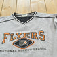 Vintage 1990s Philadelphia Flyers Lee Sport NHL Hockey V Neck Sweatshirt Men's XL