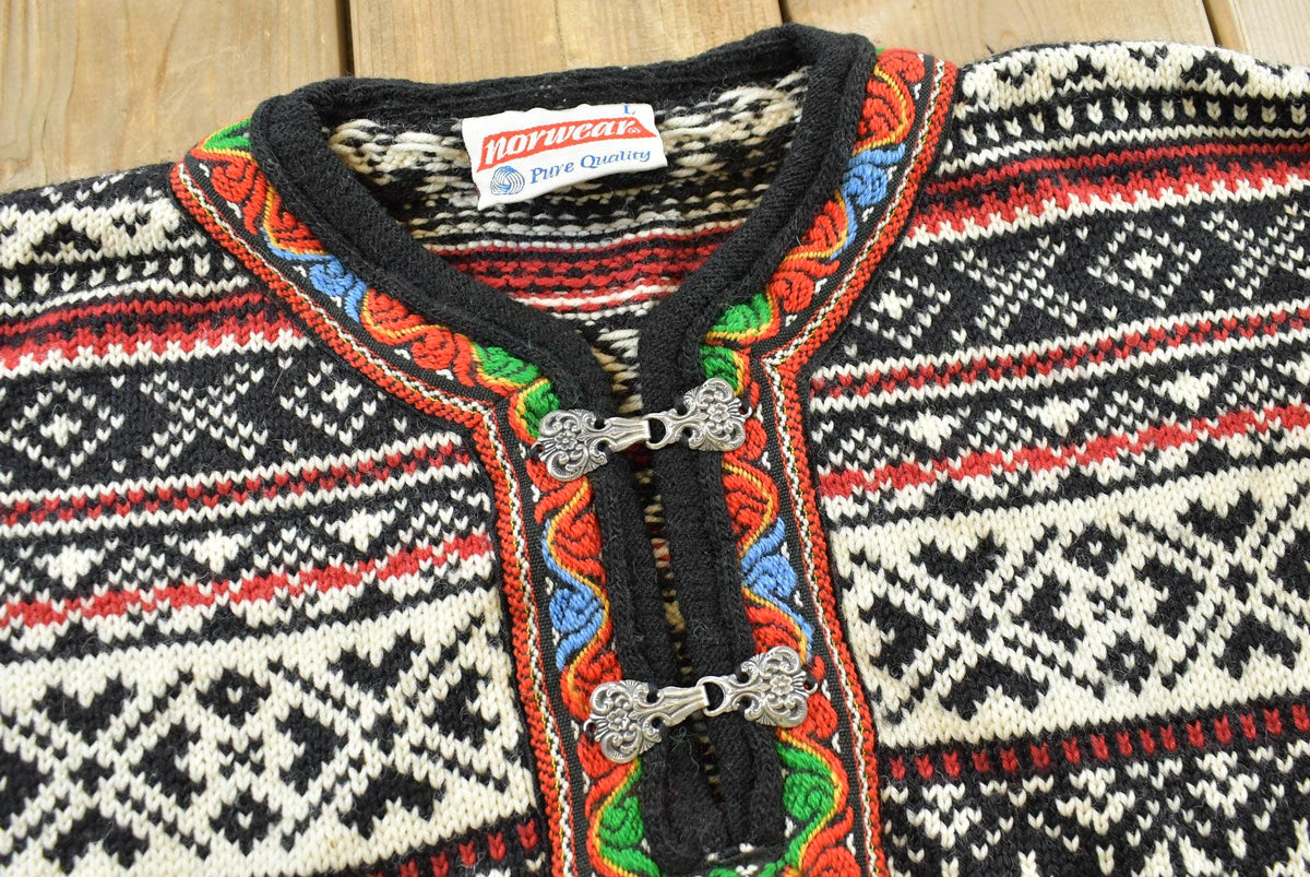 Vintage 1990s Norwear Wool Knit Abstract Pattern Sweater Men's L