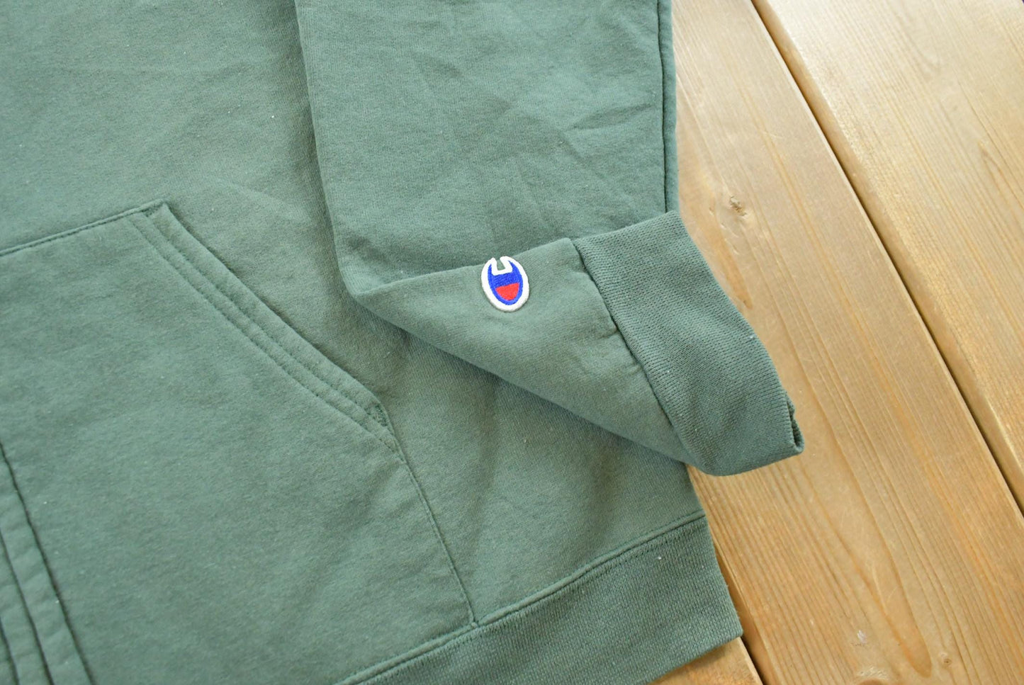 Vintage 2000s Champion Blank Green Full Zip Hoodie Sweatshirt Men's S