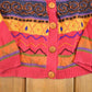Vintage 1990s Melbourne Elements Abstract Button Up Knit Sweater Women's S