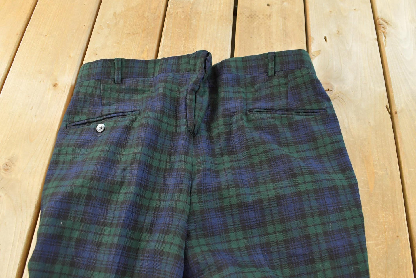 Vintage 1980s Plaid Wool Trousers Men's 36 x 29