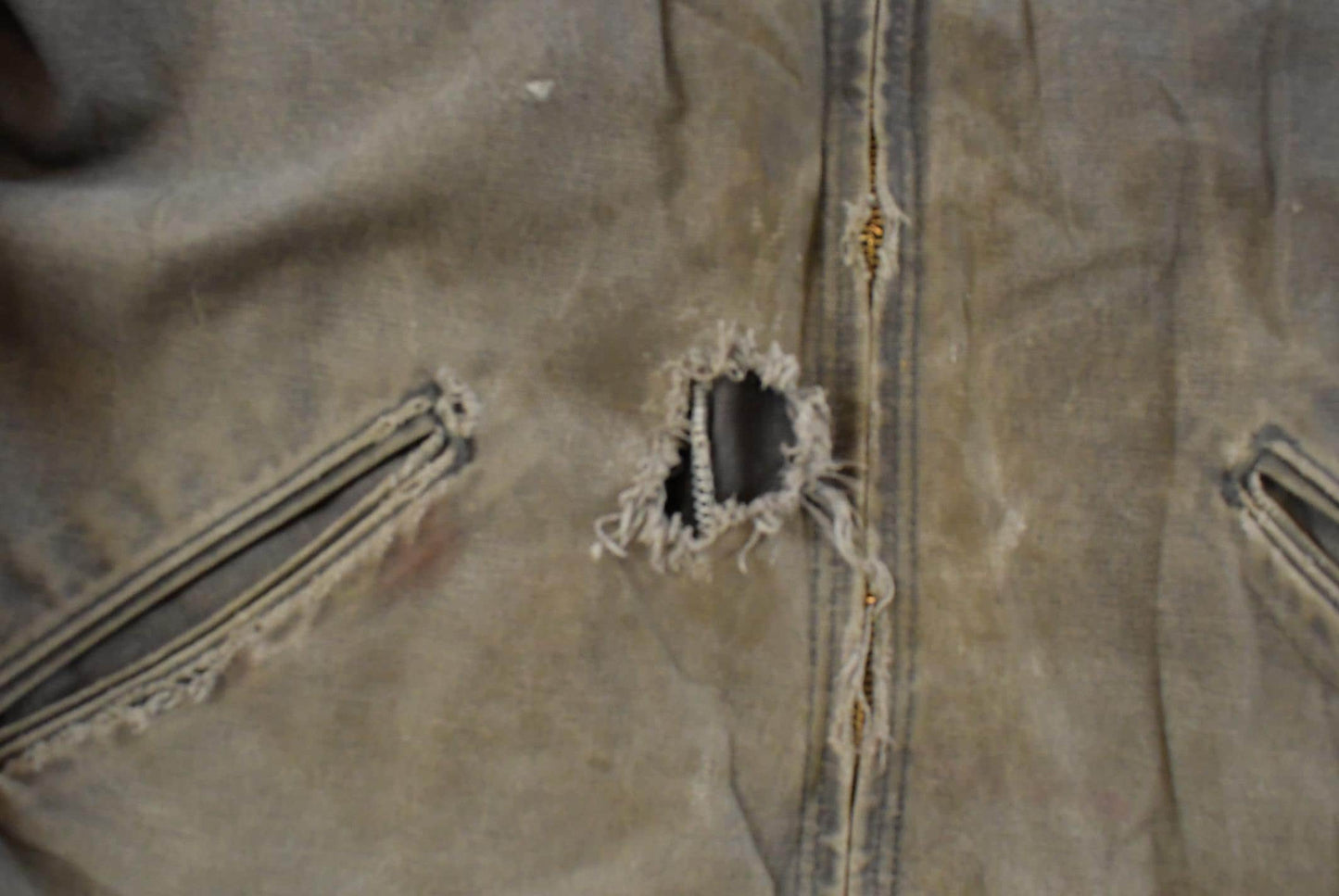 Vintage 1990s Thrashed Carhartt Distressed Canvas Hooded Jacket Men's L Tall