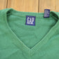 Vintage 1990s Gap Blank Green Knit V-Neck Sweater Men's XL