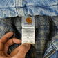 Vintage 1990s Carhartt Denim Flannel Lined Hooded Jacket Men's XL Tall