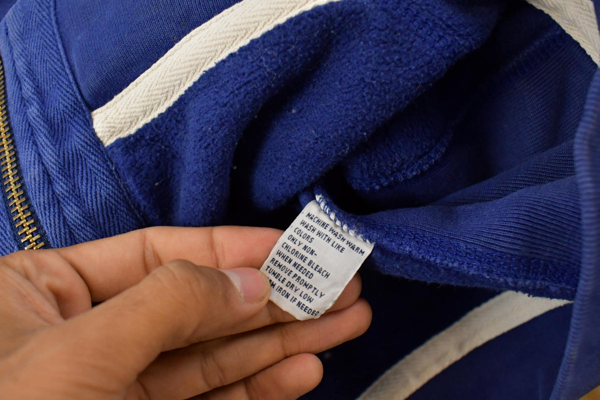 Vintage 1990s Polo Ralph Lauren Blue Thermal Lined Full Zip Hoodie Men's 2XL