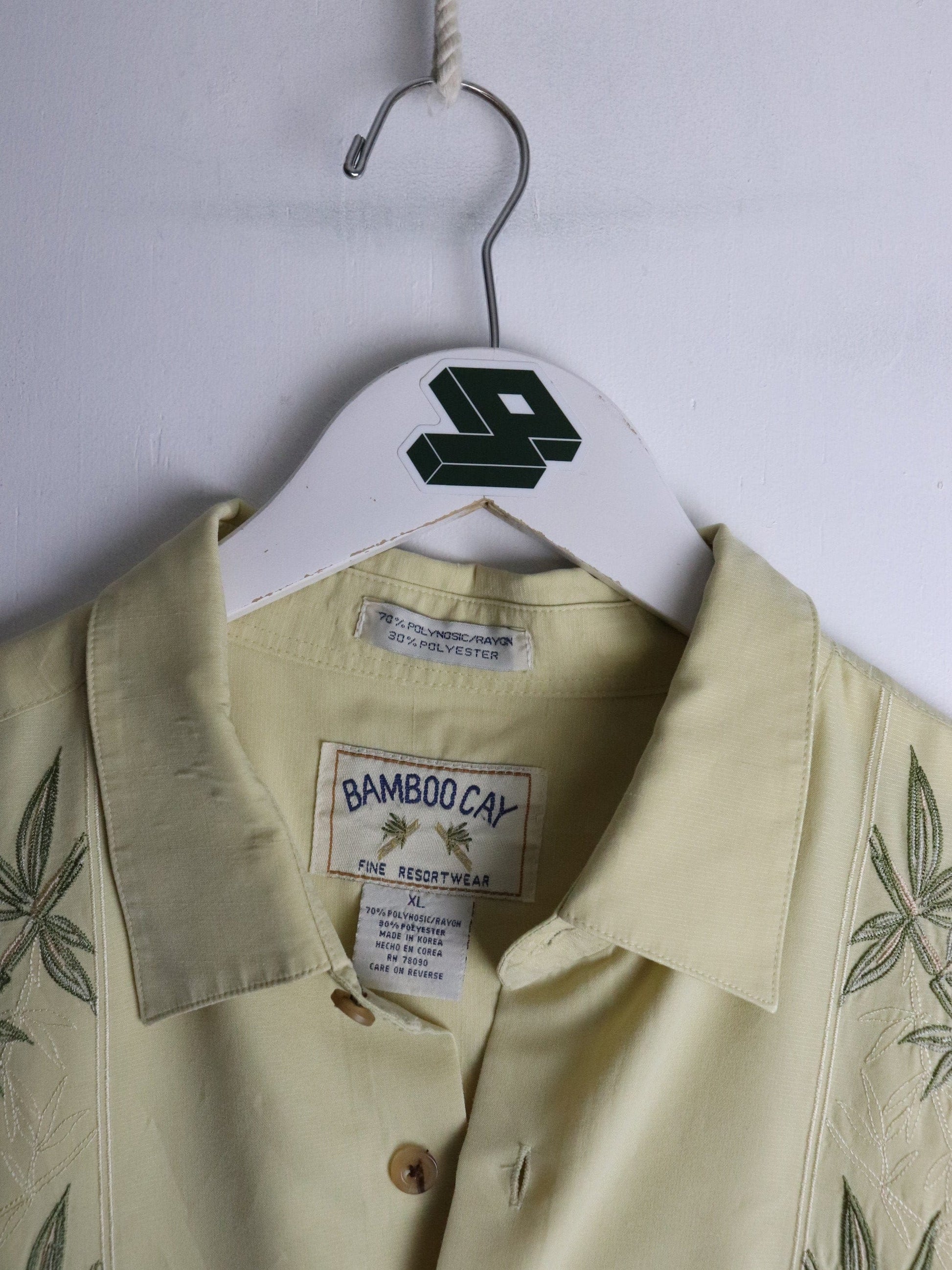 Bamboo Cay Shirt Mens XL Yellow Hawaiian from propervintagecanada