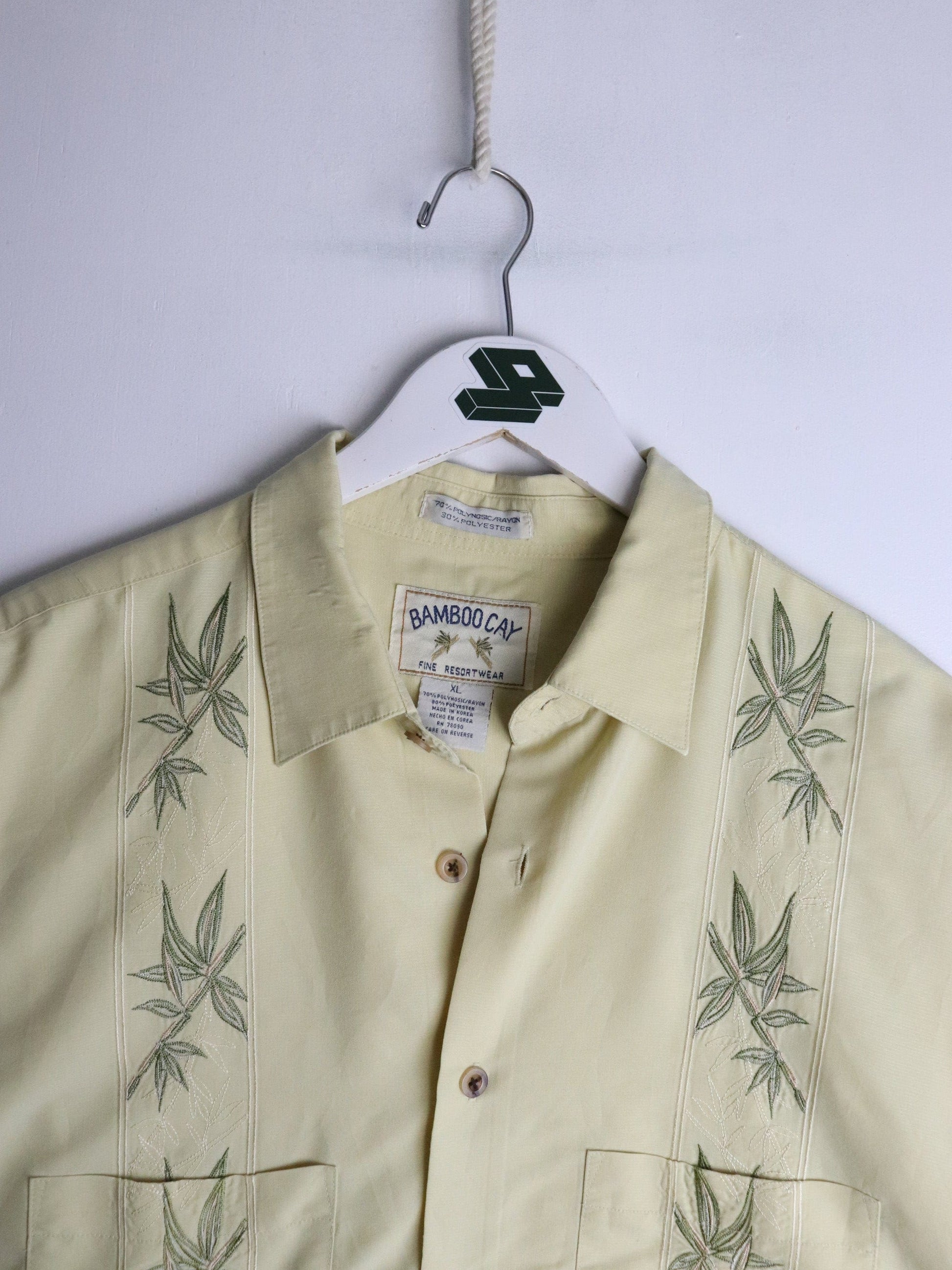 Bamboo Cay Shirt Mens XL Yellow Hawaiian from propervintagecanada