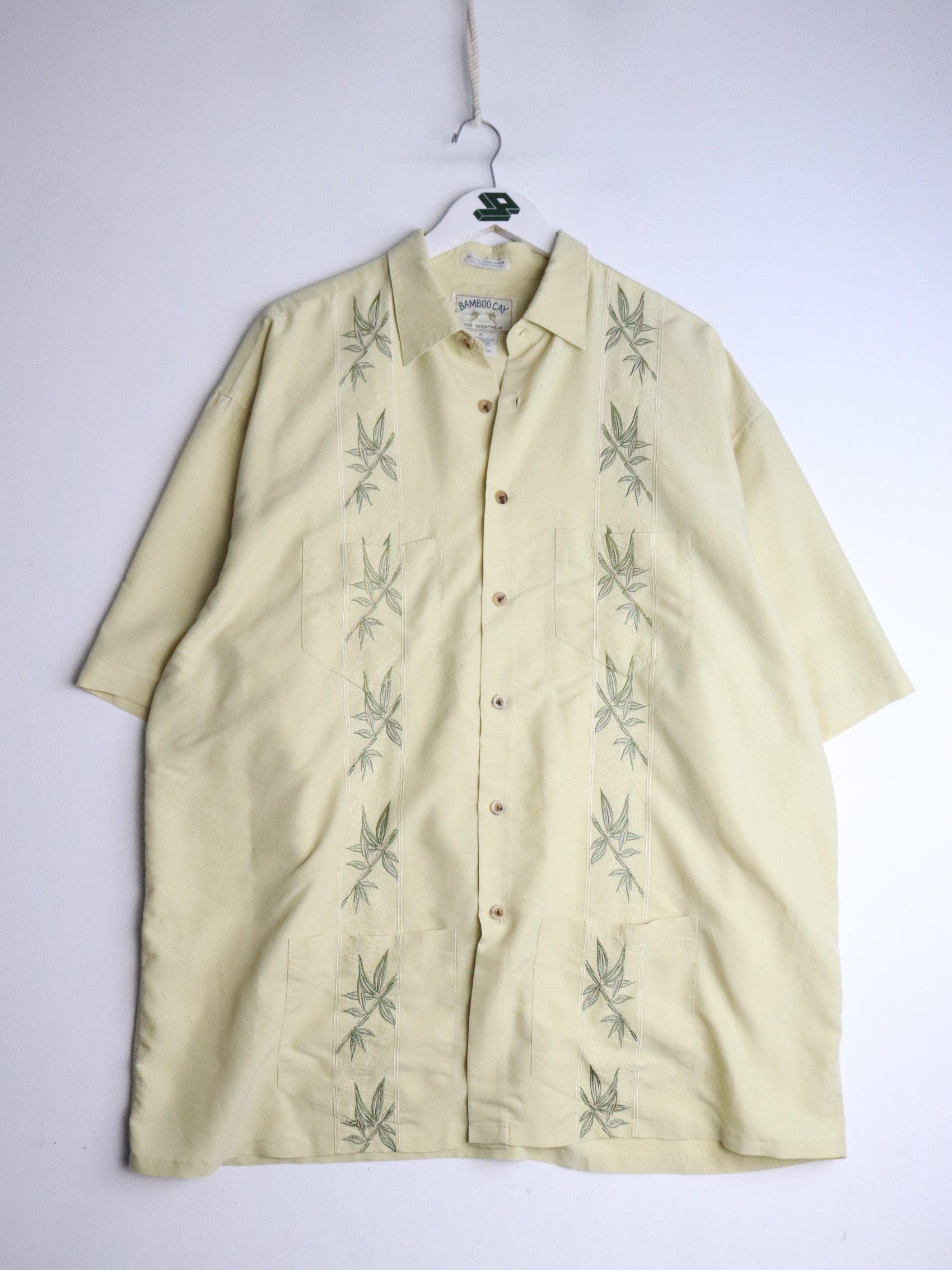 Bamboo Cay Shirt Mens XL Yellow Hawaiian from propervintagecanada