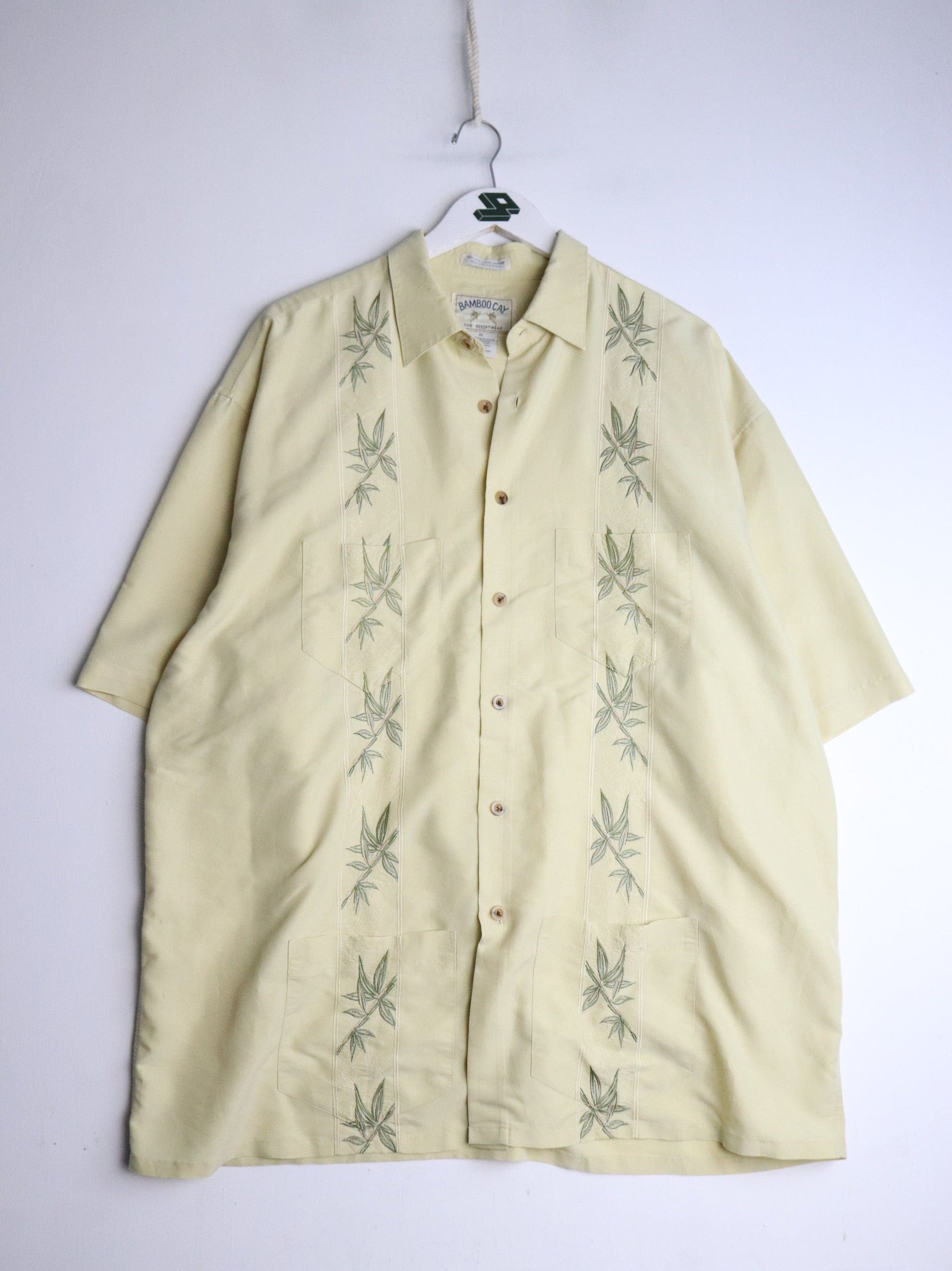 Bamboo Cay Shirt Mens XL Yellow Hawaiian from propervintagecanada