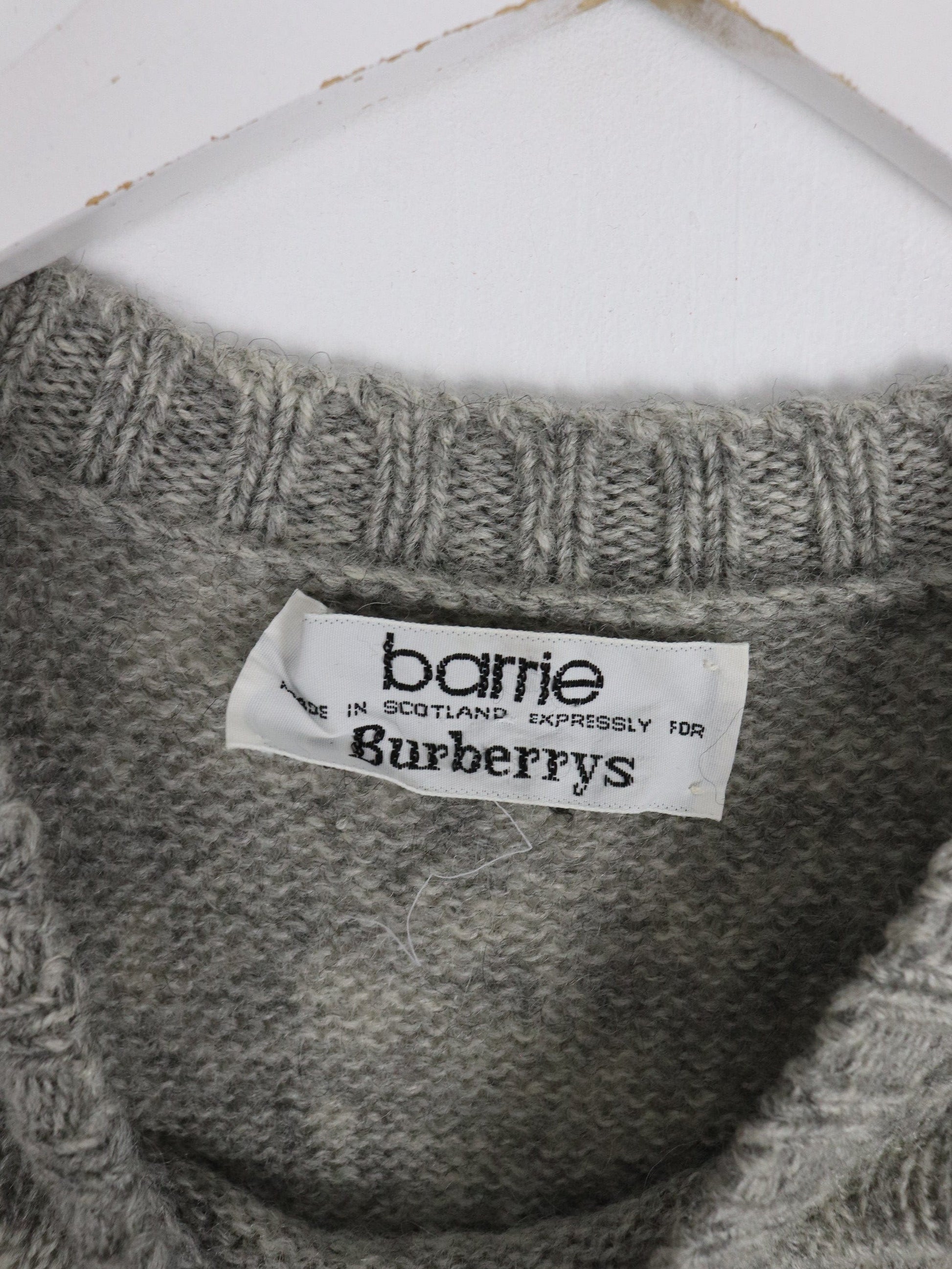 Barrie Burberry's Sweater Mens Medium Grey Wool Knit