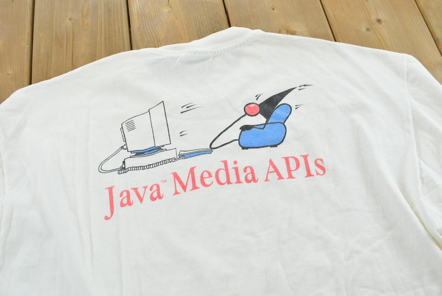 Vintage 1990s Java Media Feel the Power Long Sleeve T-Shirt Men's XL
