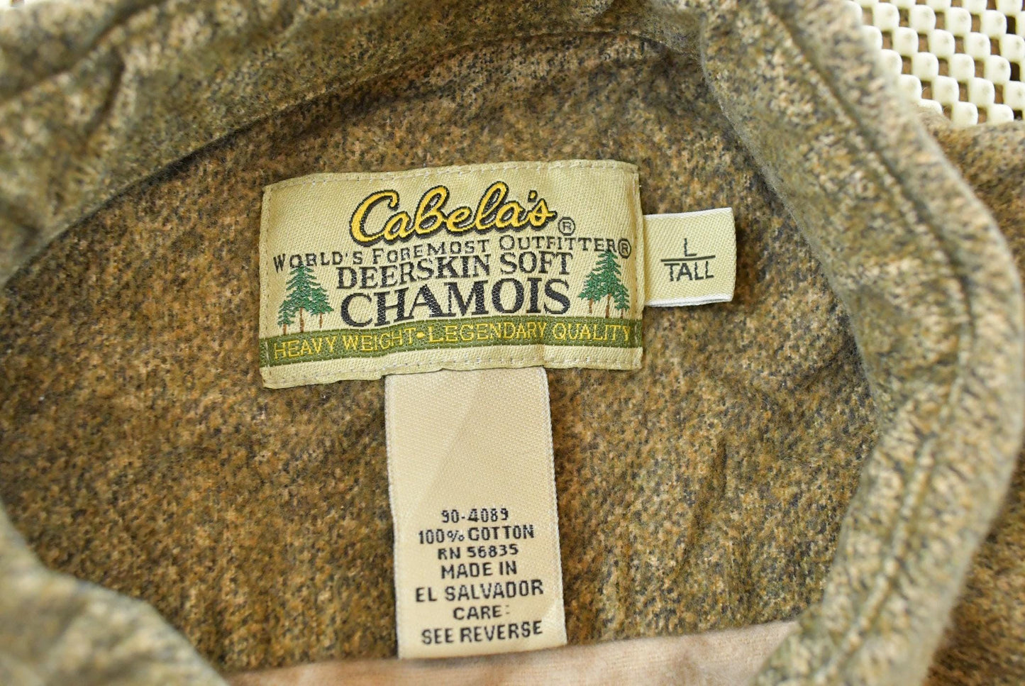 Vintage 1990s Cabela's Deerskin Chamois Button Up Shirt Men's L / Hunting Outdoorsman / 90s Streetwear / Outdoor Wear