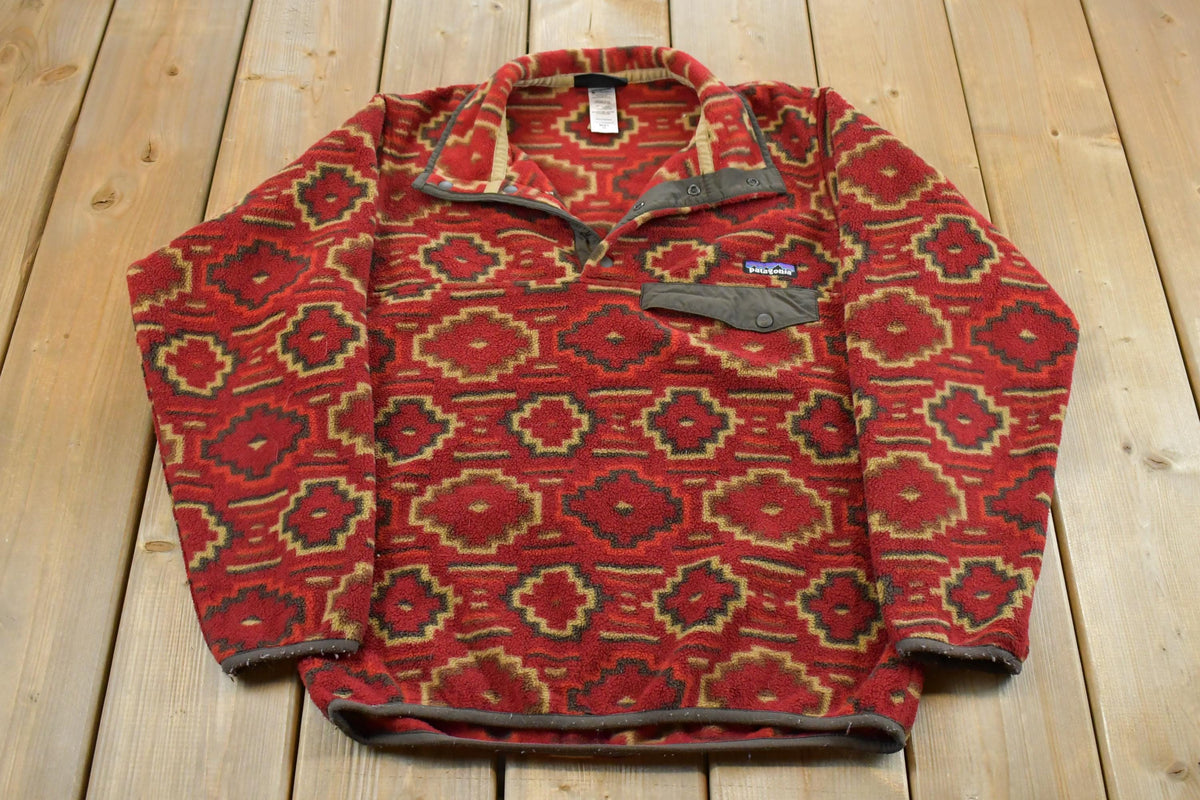 Vintage 2000s Patagonia Synchilla Aztec Yanaba Molten Lava Tribal Fleece Snap T Sweater Men's XS / All Over Print / Outdoors Sweatshirt