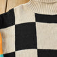 Vintage 1990s Together Checkered Turtle Neck Knit Sweater Womens S