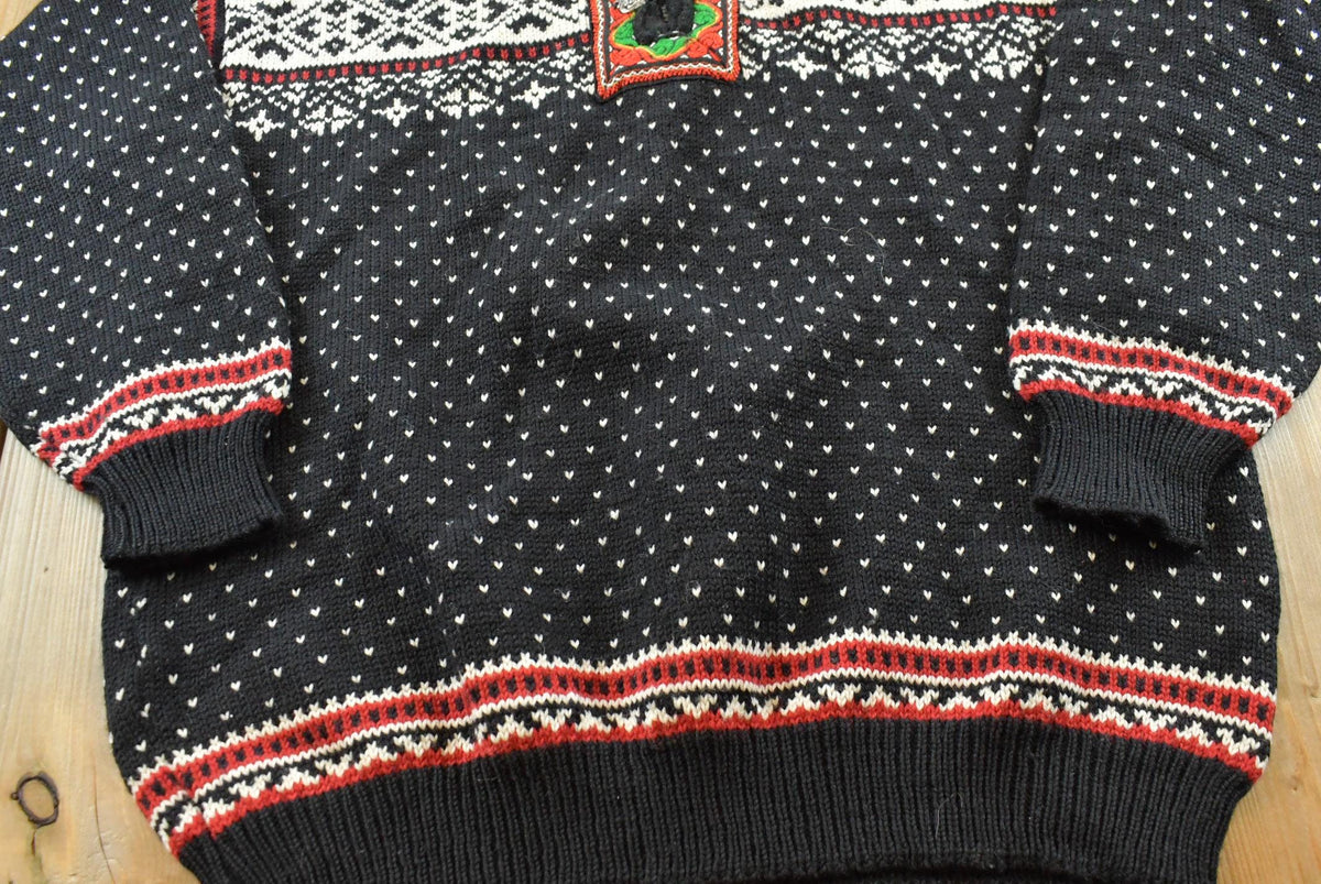 Vintage 1990s Norwear Wool Knit Abstract Pattern Sweater Men's L