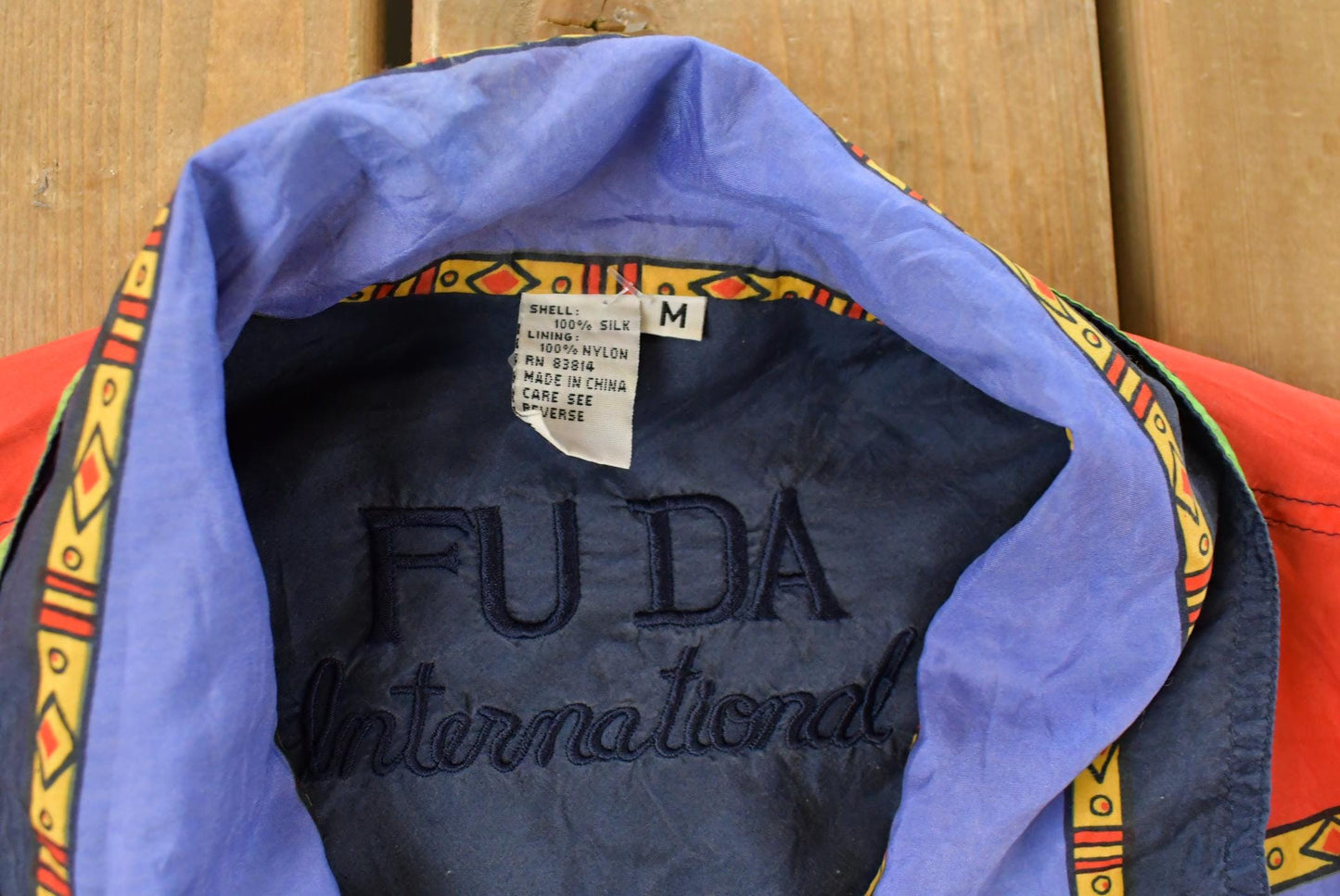Vintage 1980s Fuda International All Over Print Silk Windbreaker Jacket Women's Medium