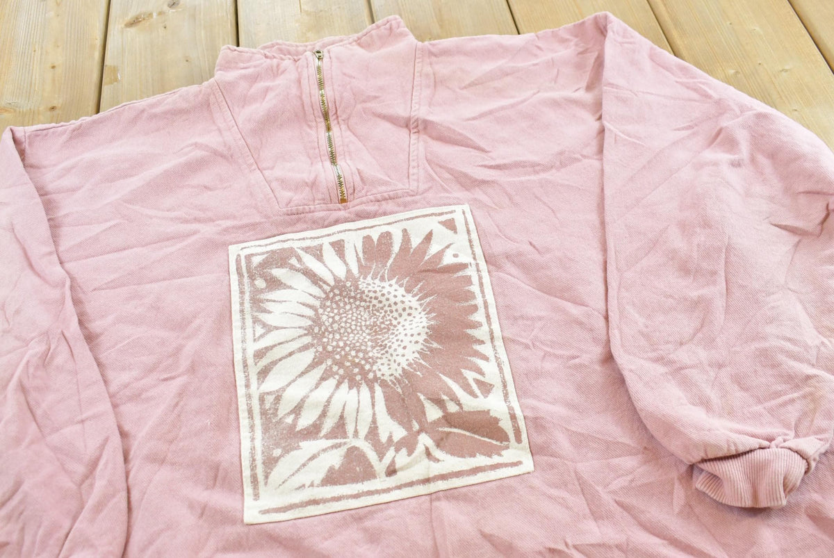 Vintage 1990s Sunflower Quarter Zip Sweatshirt Men's M