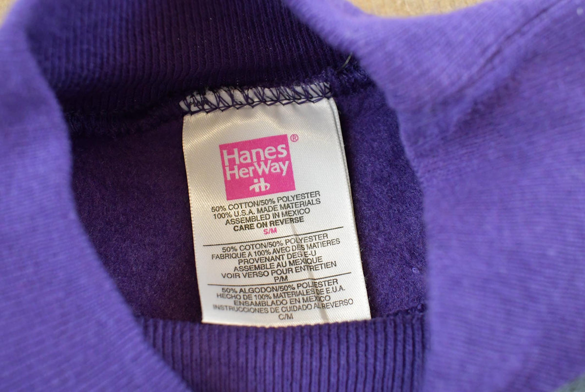 Vintage 1990s Deadstock Hanes Her Way Blank Purple Crewneck Sleep Sweatshirt Women's M Long