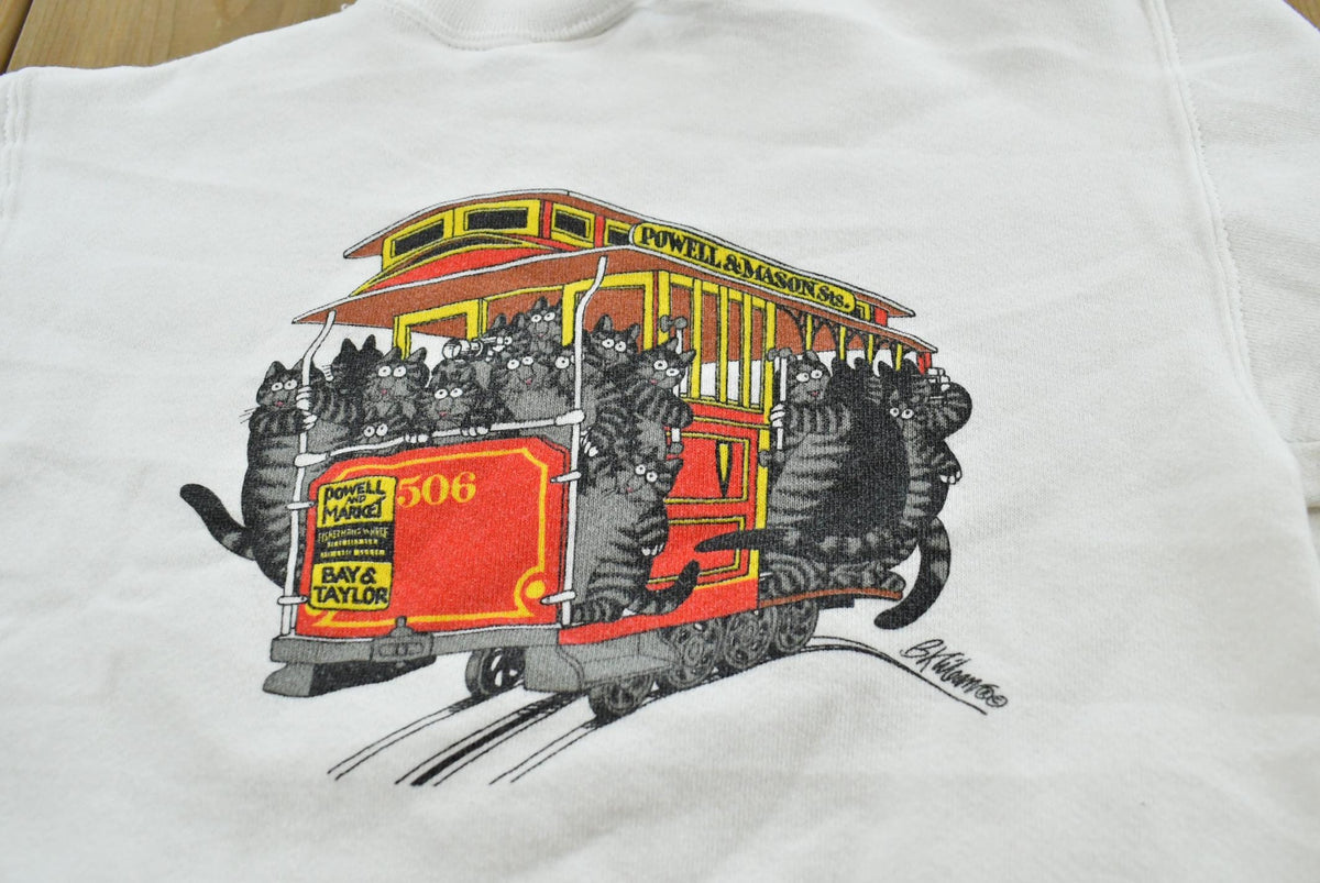 Vintage 1990s Crazy Shirt B Kliban Cats San Francisco Cable Car Souvenir Cartoon Sweatshirt Youth XS