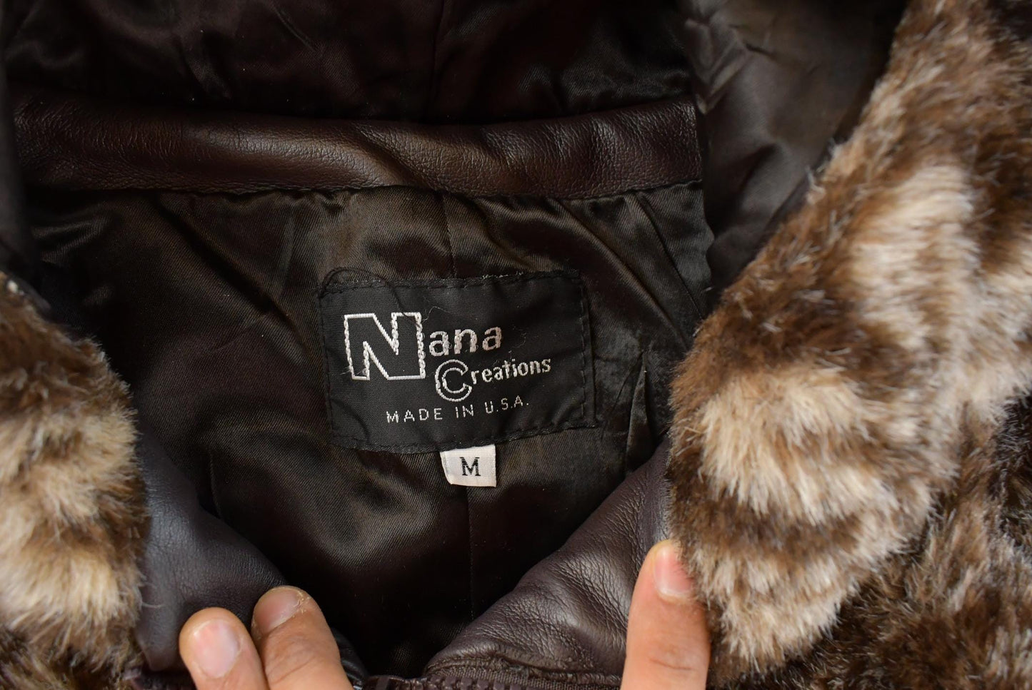 Vintage 1990s Nana Creations Full Zip Hooded Faux Fur Jacket Women's M