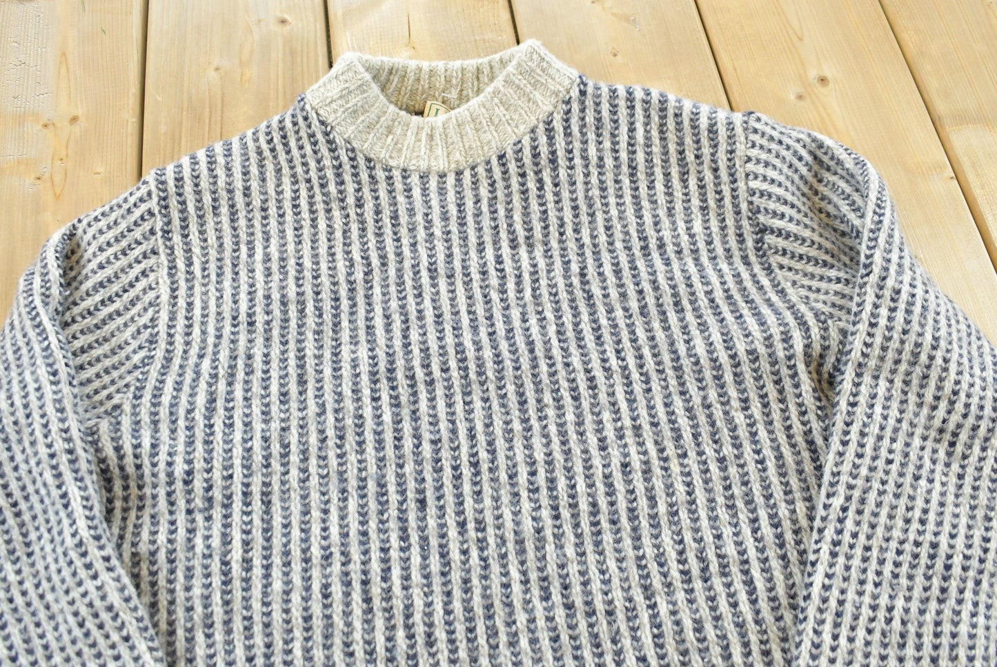 Vintage 1970s LL Bean Striped Knit Wool Sweater Men's S