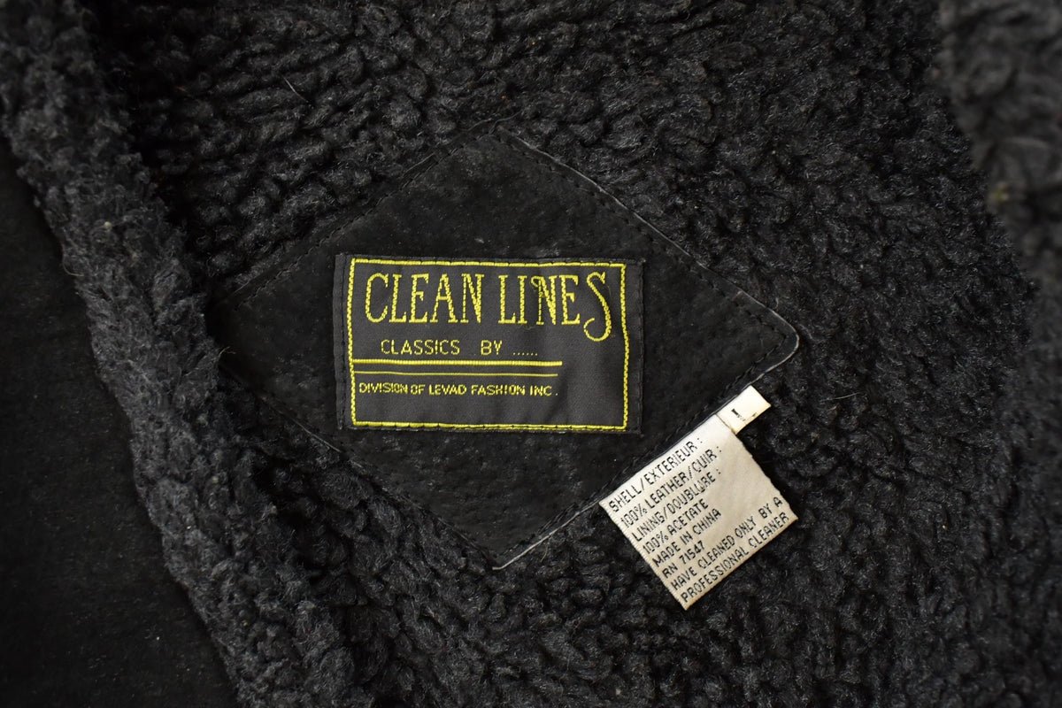 Vintage 1980s Clean Lines Leather Sherpa Lined Vest Jacket Men's Medium