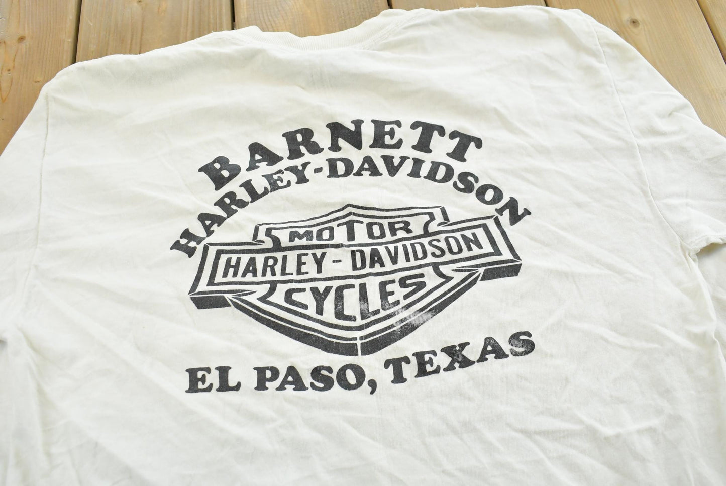 Vintage 1989 3D Emblem El Paso Texas Bald Eagle Harley-Davidson Motorcycles Long Sleeve T-Shirt Mens S